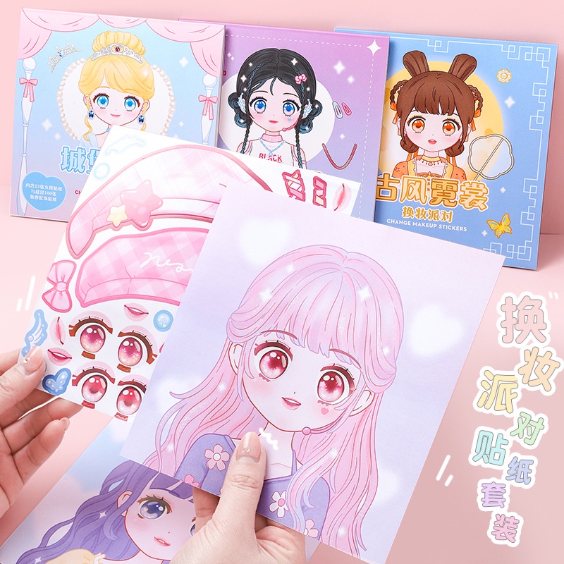 Beauty Makeup Book - 1 pz trucco cambia adesivi bambini